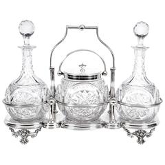 Used Silver Plated Tantalus Cut-Glass Decanters, circa 1880