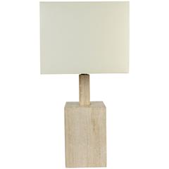 Travertine Marble Lamp circa 1960 Inspired by Cubism