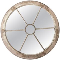 Round Window Frame Mirror with Original Paint