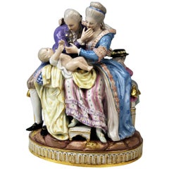 Antique Meissen Stunning Figurines the Lucky Parents Model E81 by M. V. Acier, c.1860