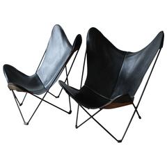 Pair of Hardoy Leather Butterfly Chairs
