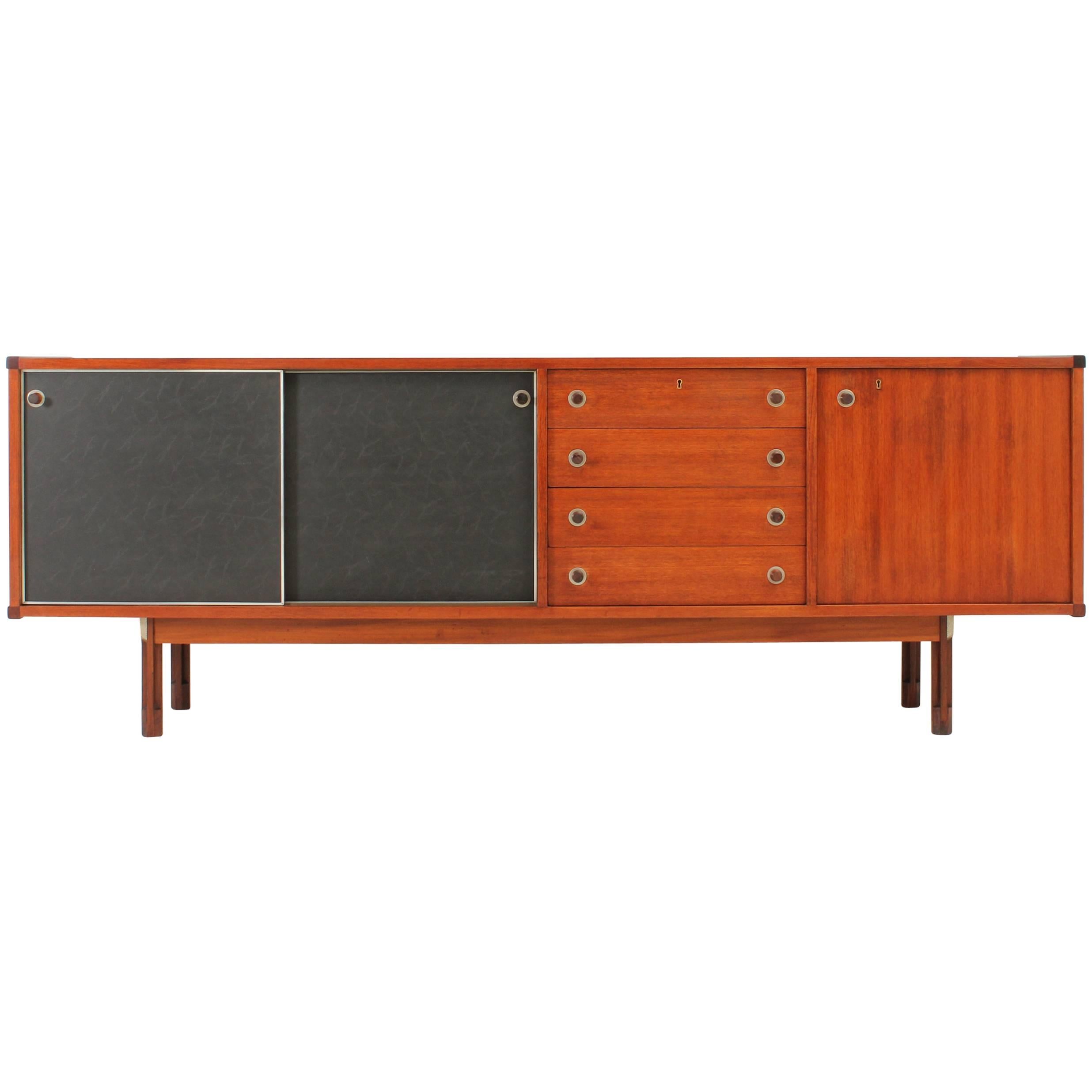 Italian Sideboard in Teak and Rosewood For Sale