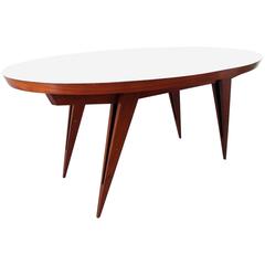Elegant Italian Mid-Century Dining Table in Solid Mahogany