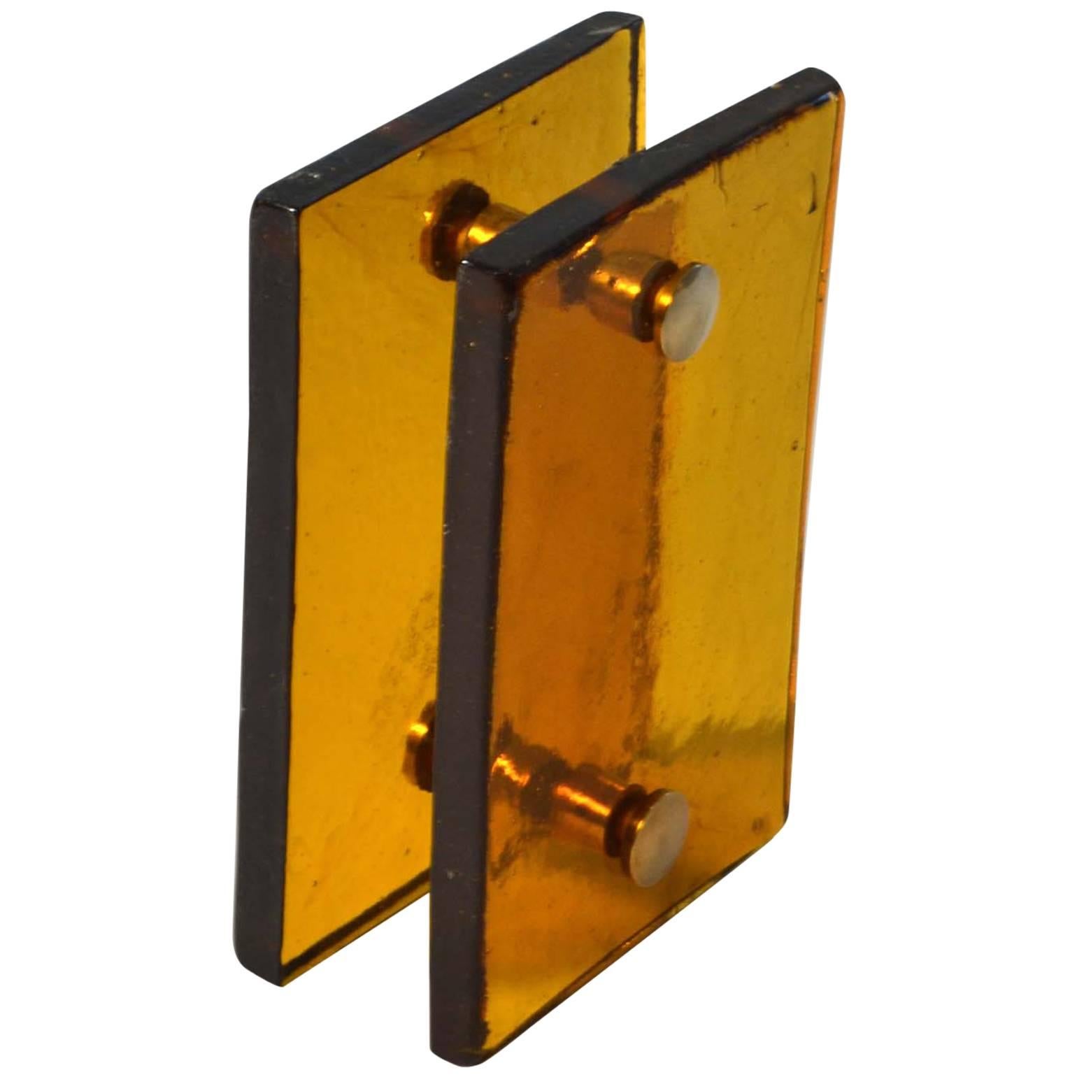 Mid-century Modern Amber Glass Push and Pull Door Handle