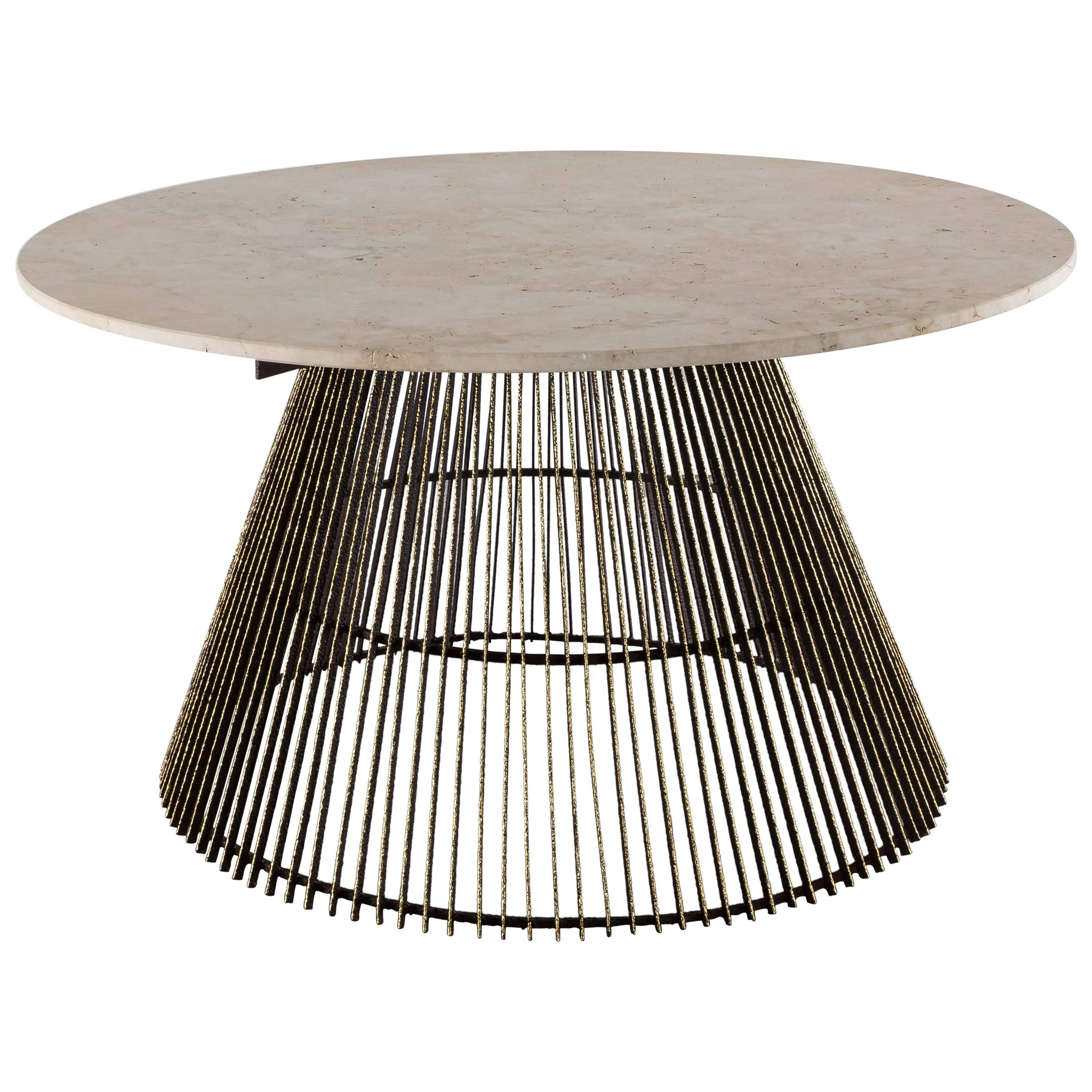 Paul Evans, Studio Gilt Steel and Stone Low Table, USA, circa 1960