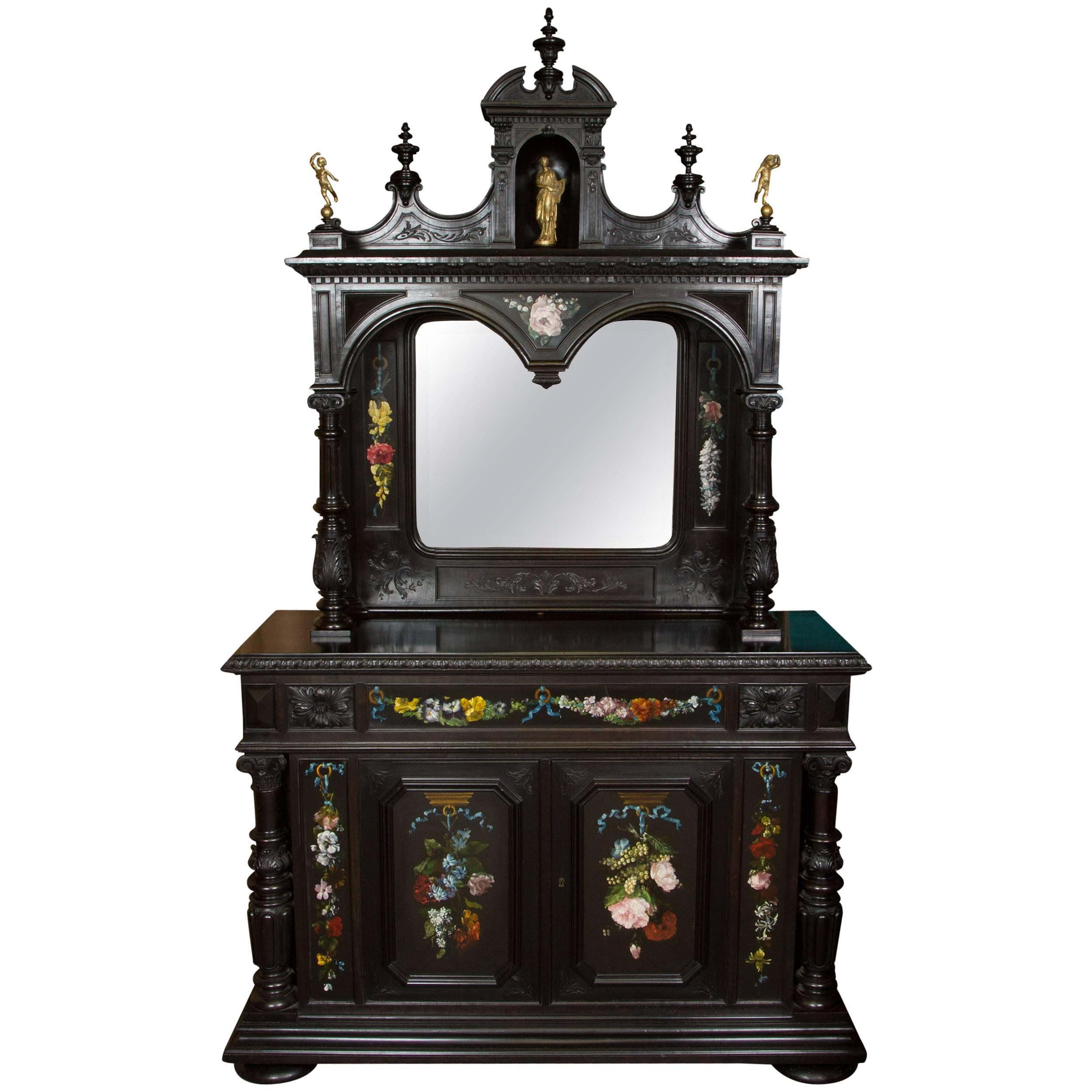 Fine Renaissance Style Ebonized Cabinet For Sale