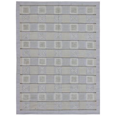 Large Modern Flatweave Scandinavian Geometric Design Rug in Neutral Tones