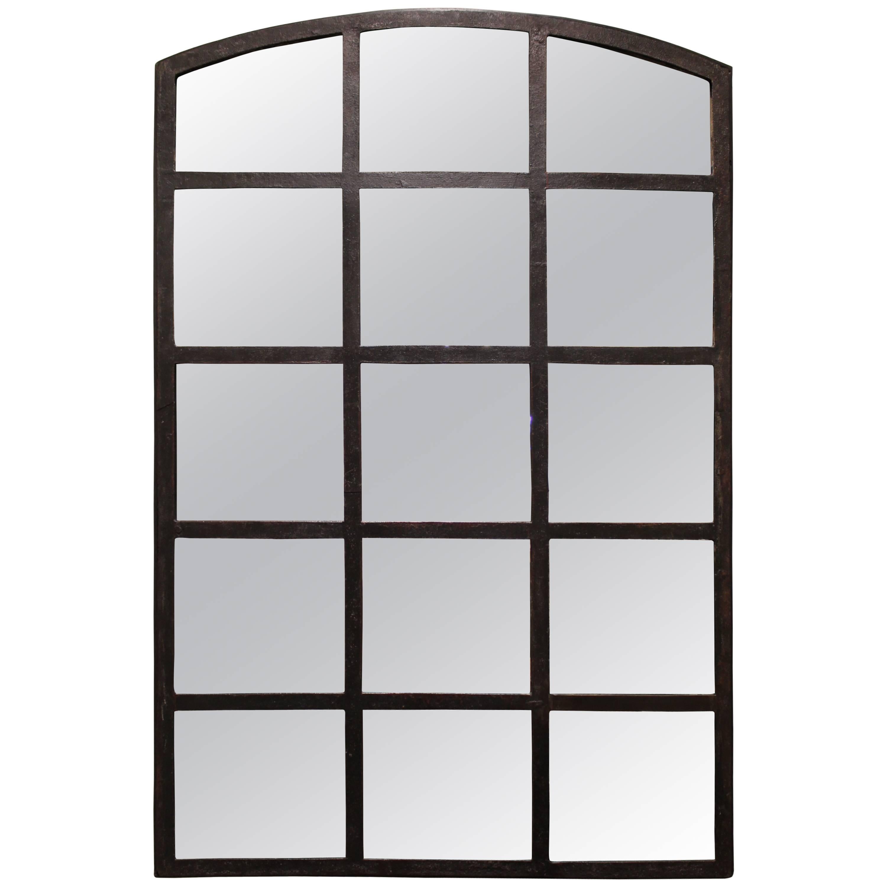 Industrial Iron Arch Window Frame Mirror