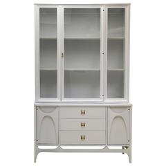 Vintage All White Lacquer Broyhill Brasilia China Cabinet Buffet and Hutch