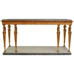 A Swedish Empire Gilt wood Console Table, Marble Top, Early 19th Century