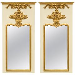 Pair of Italian Trumeau Mirrors by Carvers Guild