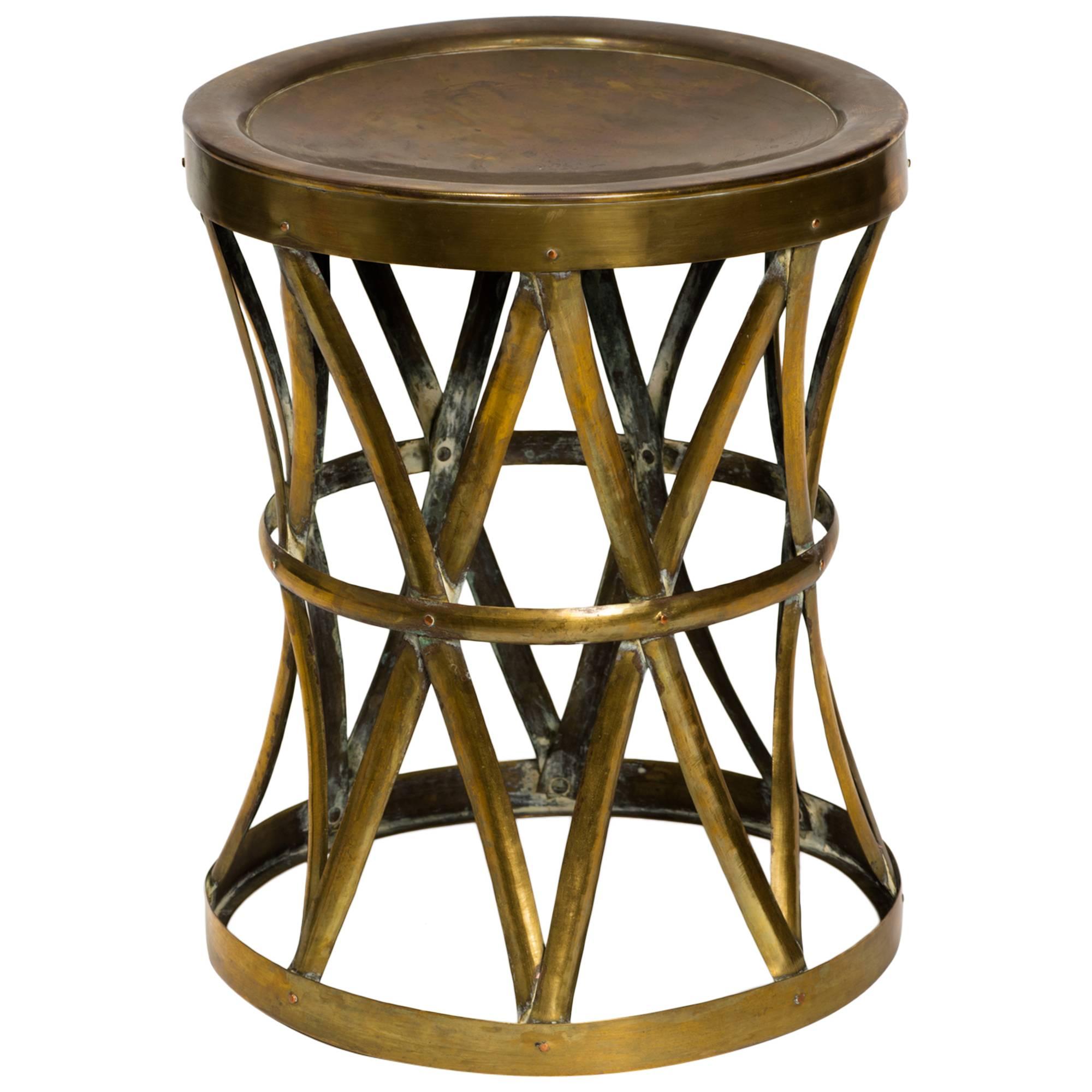 Vintage Brass Drum Stool/Table at 1stDibs vintage brass stool