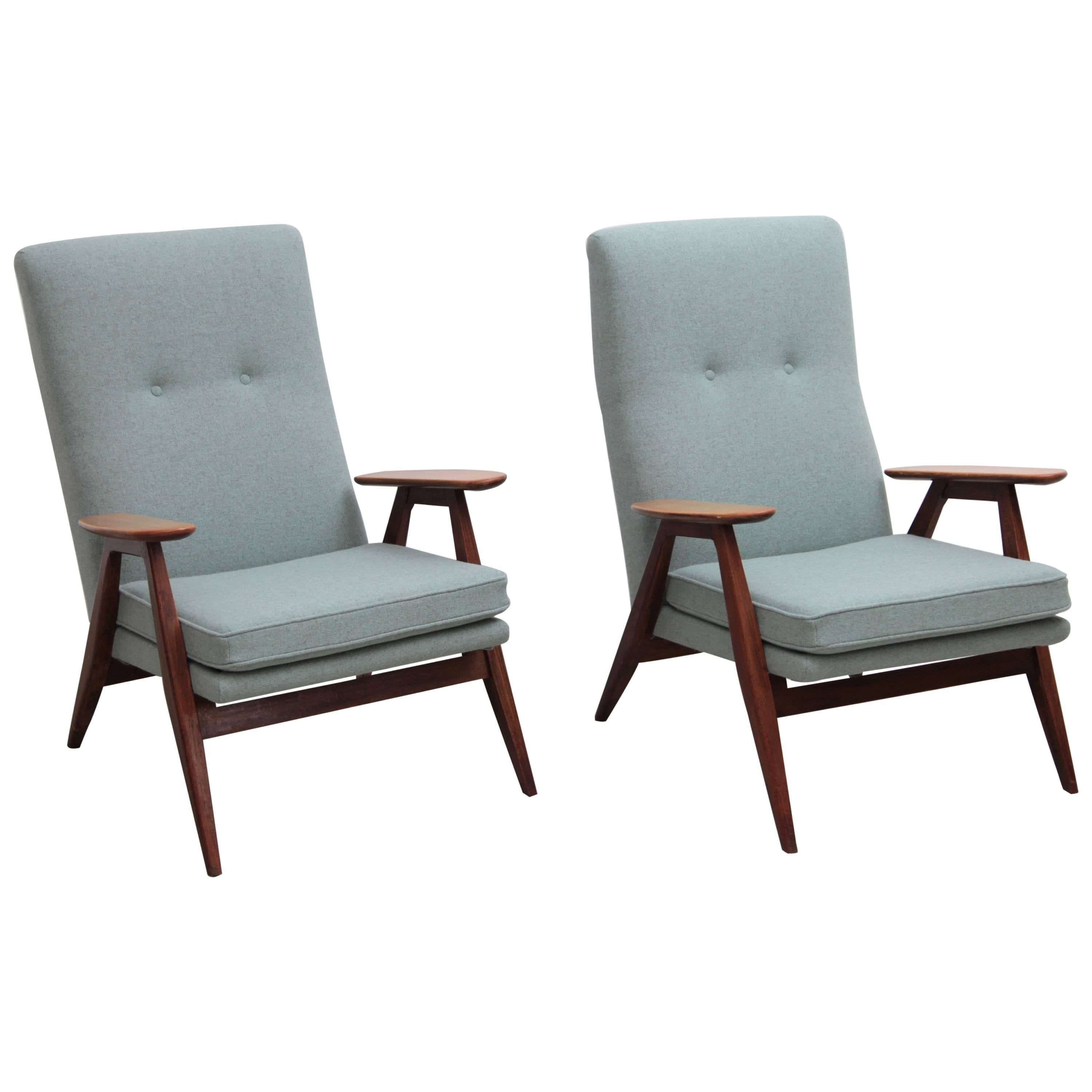 Fully Restored Pair of Pierre Guariche SK640 Lounge Chairs for Steiner