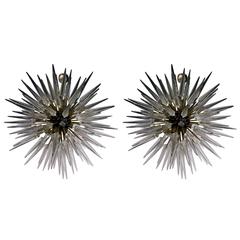 Pair of Murano Glass Spike Sputniks 11