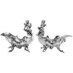 Antique Pair of Rococo Sauce Boats John George Piddington, circa 1902