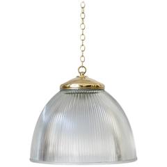 Holophane Pendant Light with Brass Gallery