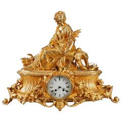 Gilt Bronze Mantel Clock with Ceres, Louis XVI Style