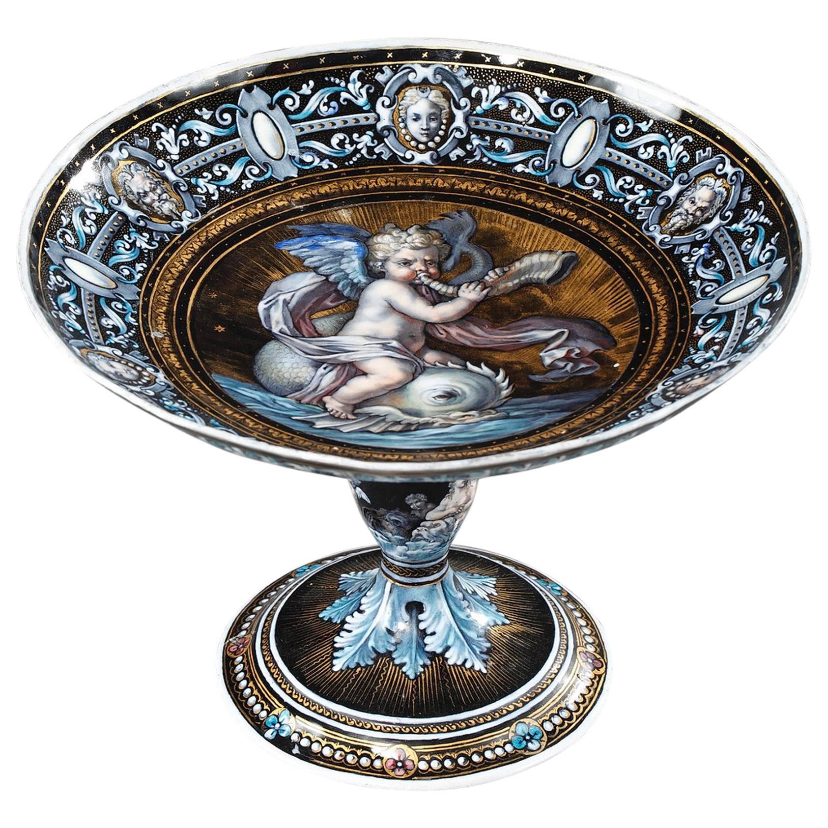 Enamel Cup Signed Estello Apoil, Sèvres Factory, 19th Century