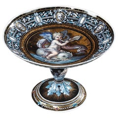 Enamel Cup Signed Estello Apoil, Sèvres Factory, 19th Century