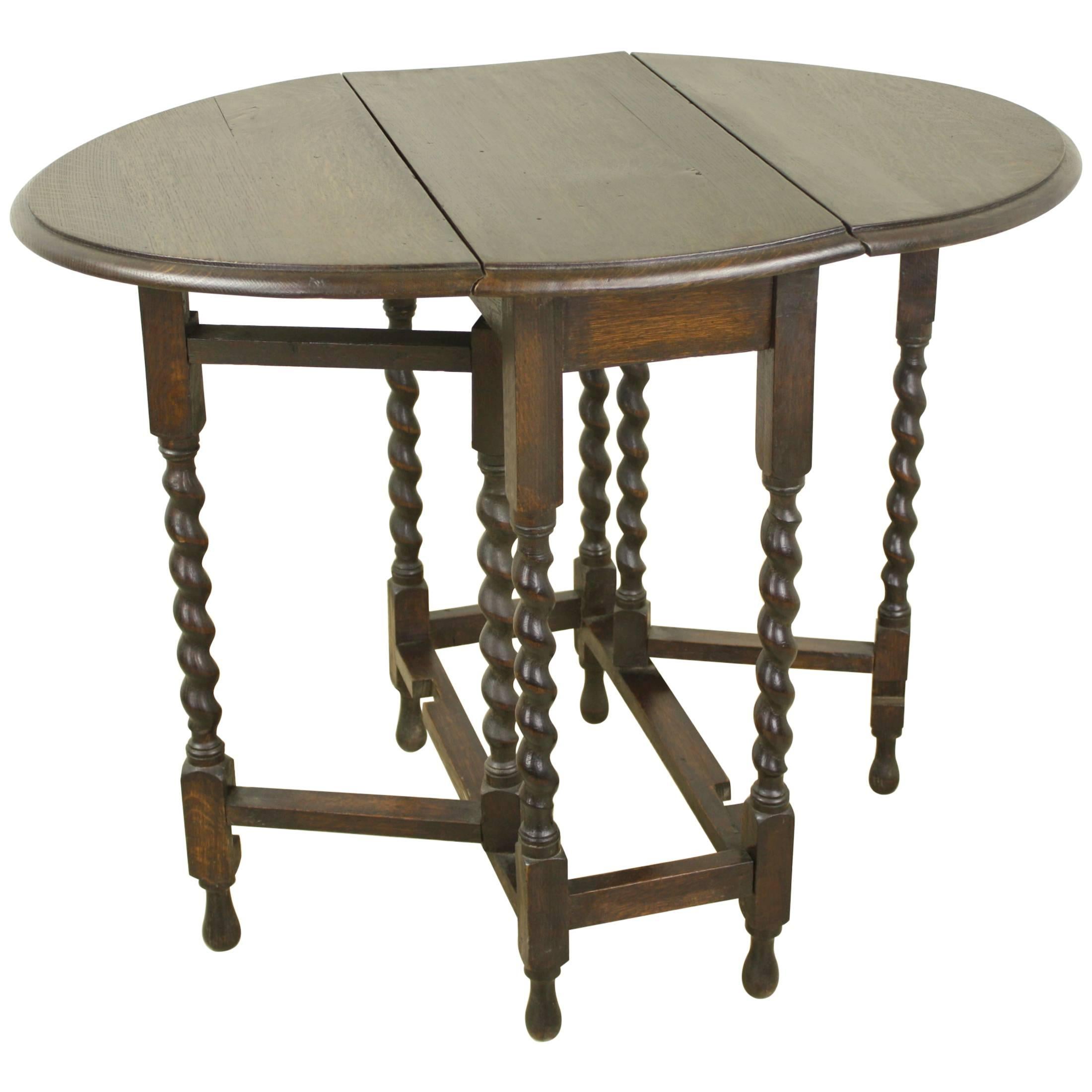 Small Barley Twist Gate Leg Drop-Leaf Table