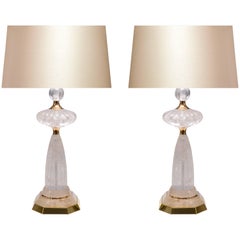 Pair of Deco Style Rock Crystal Quartz Lamps