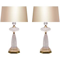 Pair of Deco Style Rock Crystal Quartz Lamps 7