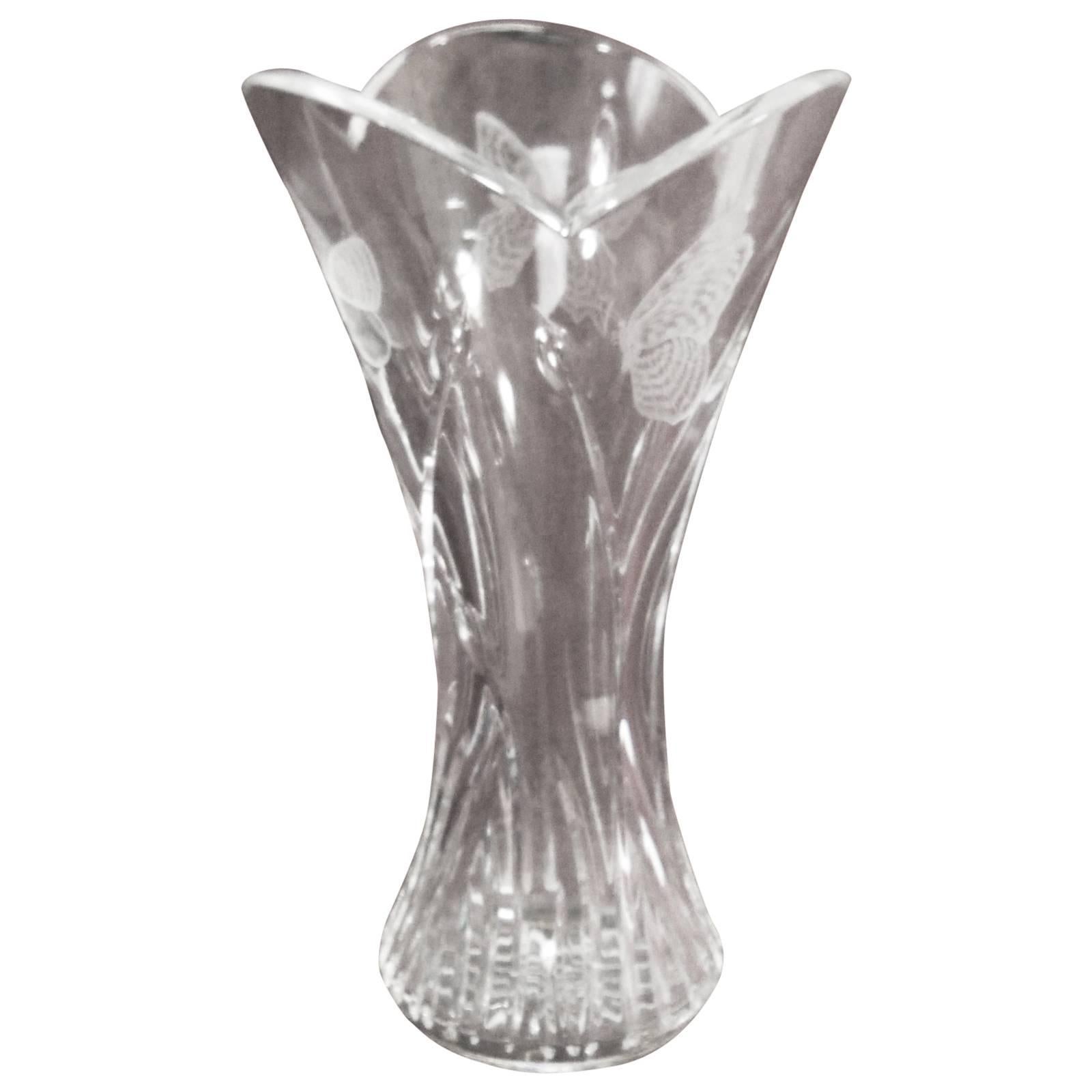 Waterford Crystal Designers Gallery Butterfly Vase David Boyce #119 of 2500 For Sale
