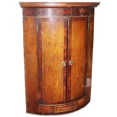 George IV Inlaid Bow Fronted Mahogany Corner Cabinet