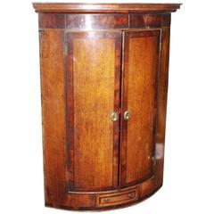 George IV Inlaid Bow Fronted Mahogany Corner Cabinet