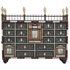 18th Century Spanish-Italian Vargueño Seated on a Traditional Vargueño Table