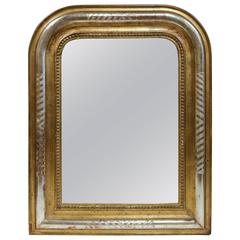 19th Century French Louis Philippe Gold and Silver Leaves Mirror