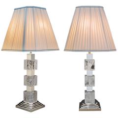 Rock Crystal Art Deco Style Lamps by Alexandre Vossion 4