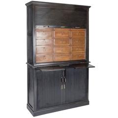 Antique Rare Ebony and Cherry Notary Cabinet