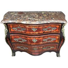 Antique Louis XVI French Chest Drawers Marquetry Inlay Bombe Commode