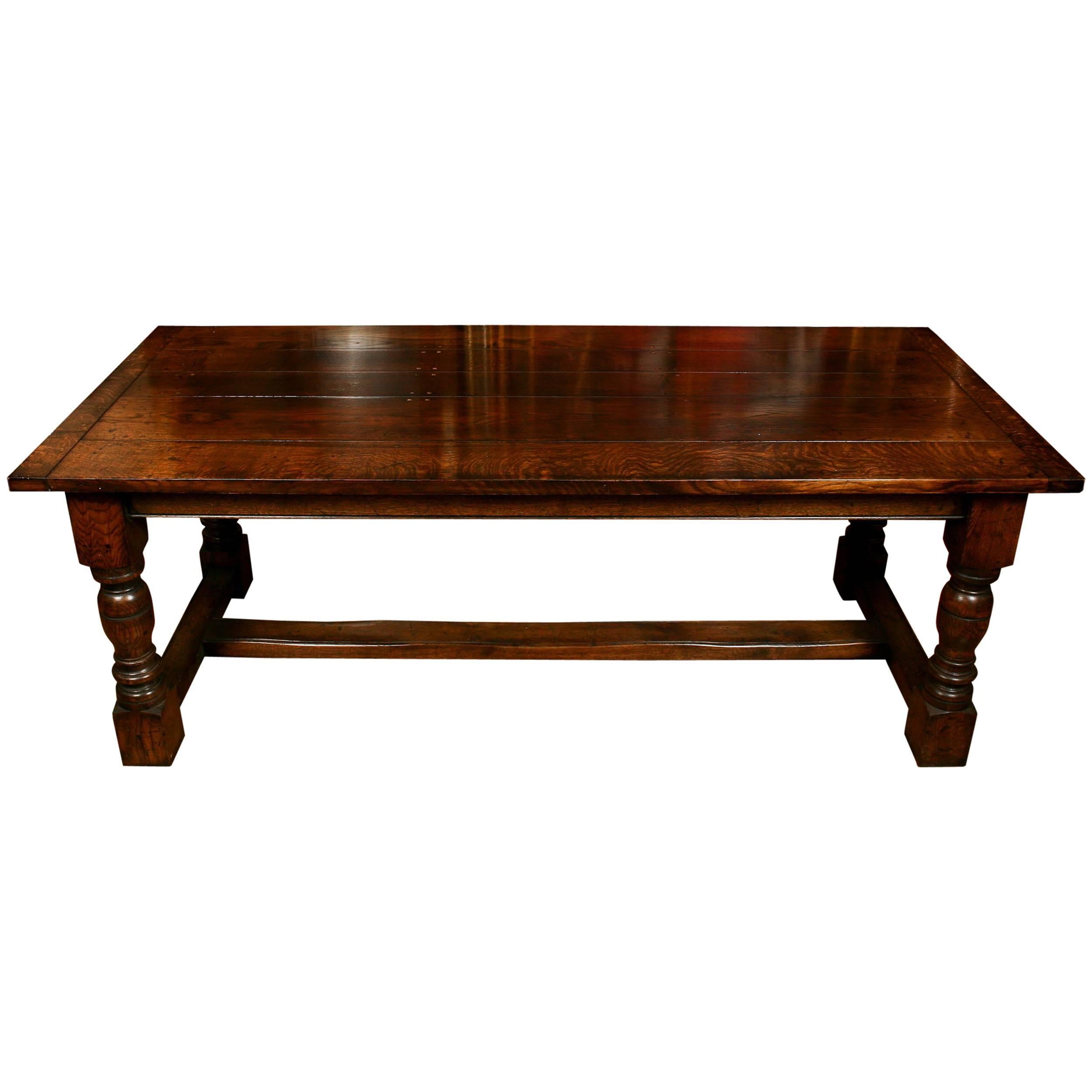Extending Oak Refectory Table Farmhouse Dining Table For Sale