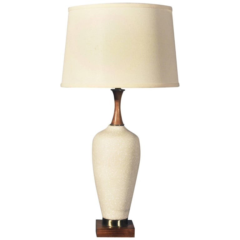 MidCentury Modern Navis and Smith Co. OffWhite Ceramic Table Lamp at