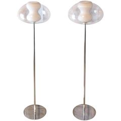 Pair of Chrome and Glass "Soft" Floor Lamps Karim Rashid for Kovacs, 2000