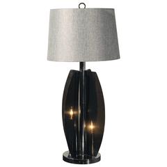 Mid-Century Modern Smoke Gray/Grey Lucite and Chrome Table Lamp 11