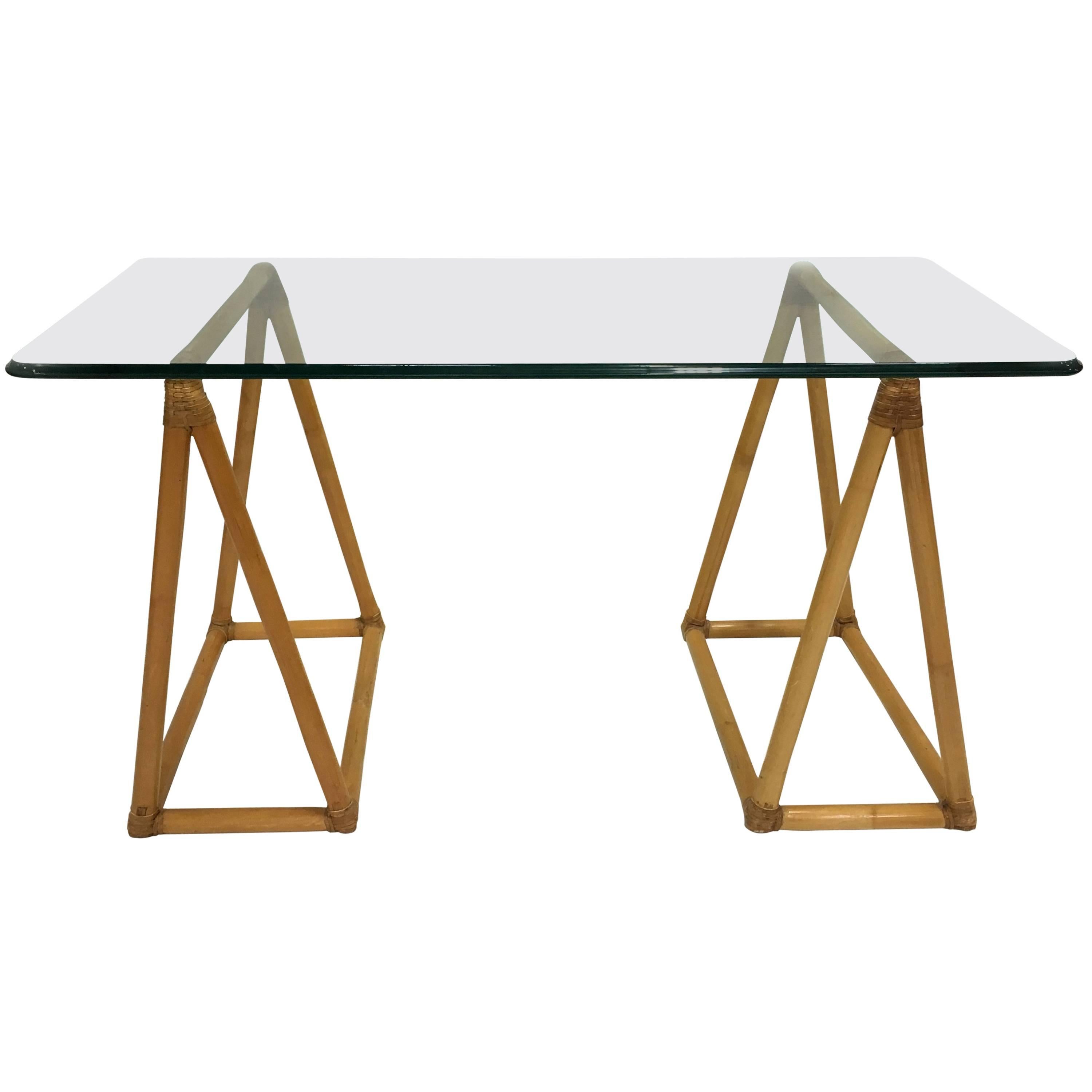 Classic McGuire Sawhorse Style Writing Table at 1stDibs