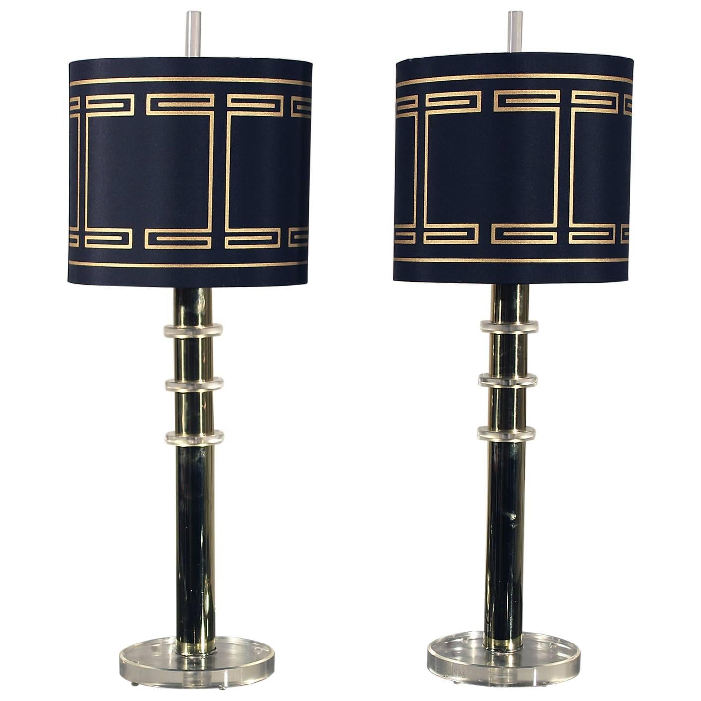 Modern Brass and Lucite Lamps 