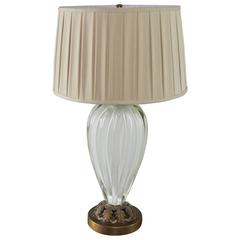 Mid-Century Seguso Style White Sommerso Murano Glass Table Lamp