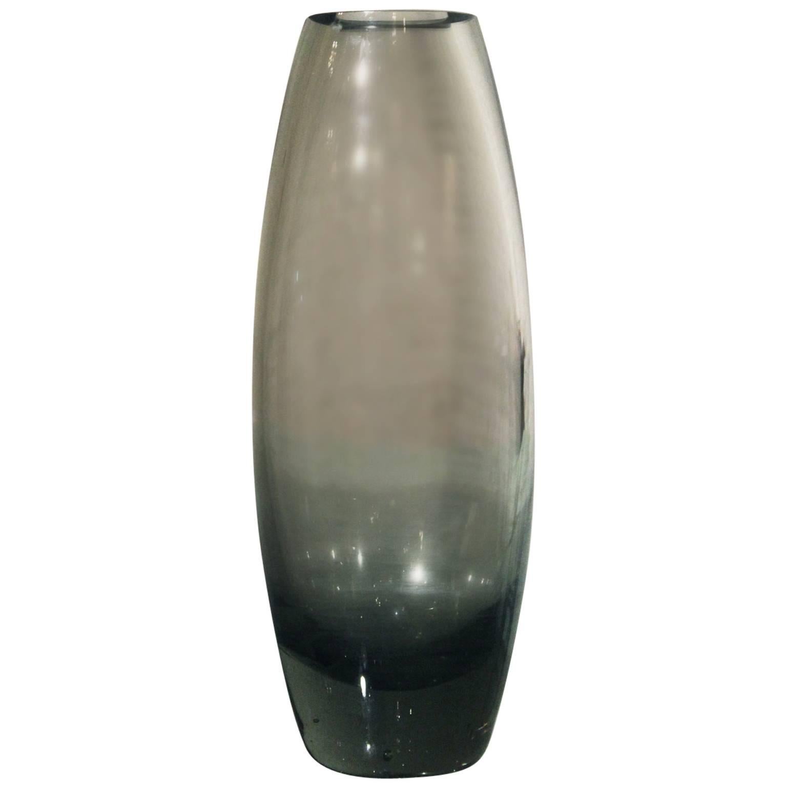 Vintage Mid-Century Hellas Glass Vase Smoke Grey by Per Lutken for Holmegaard