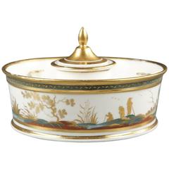 French, Louis XVI Porcelain Inkwell Decorated with Figures in a Landscape