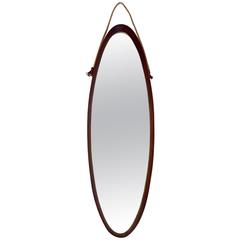 Oval Mirror with Teak Frame by Campo e Graffi, Italy