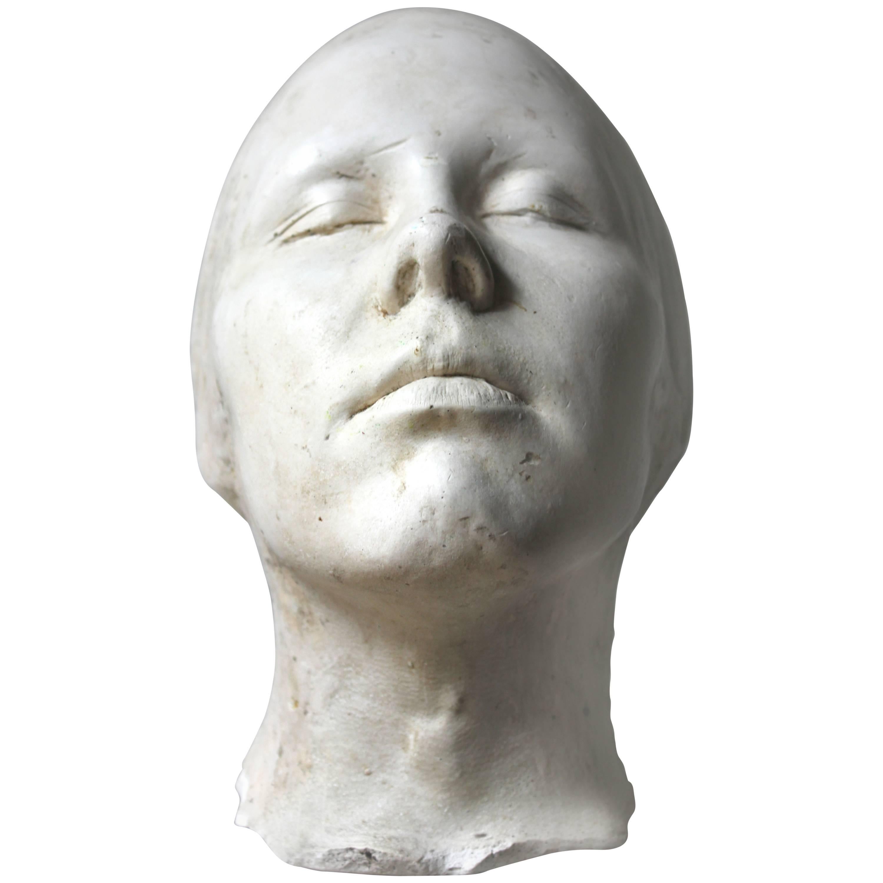 Very Good 20th Century Plaster Death Mask of a Female
