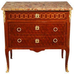 Transitional Style Ormolu-Mounted Marquetry Commode, 19th Century