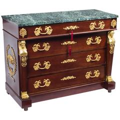 Antique French Empire Commode Chest Marble-Top, circa 1880