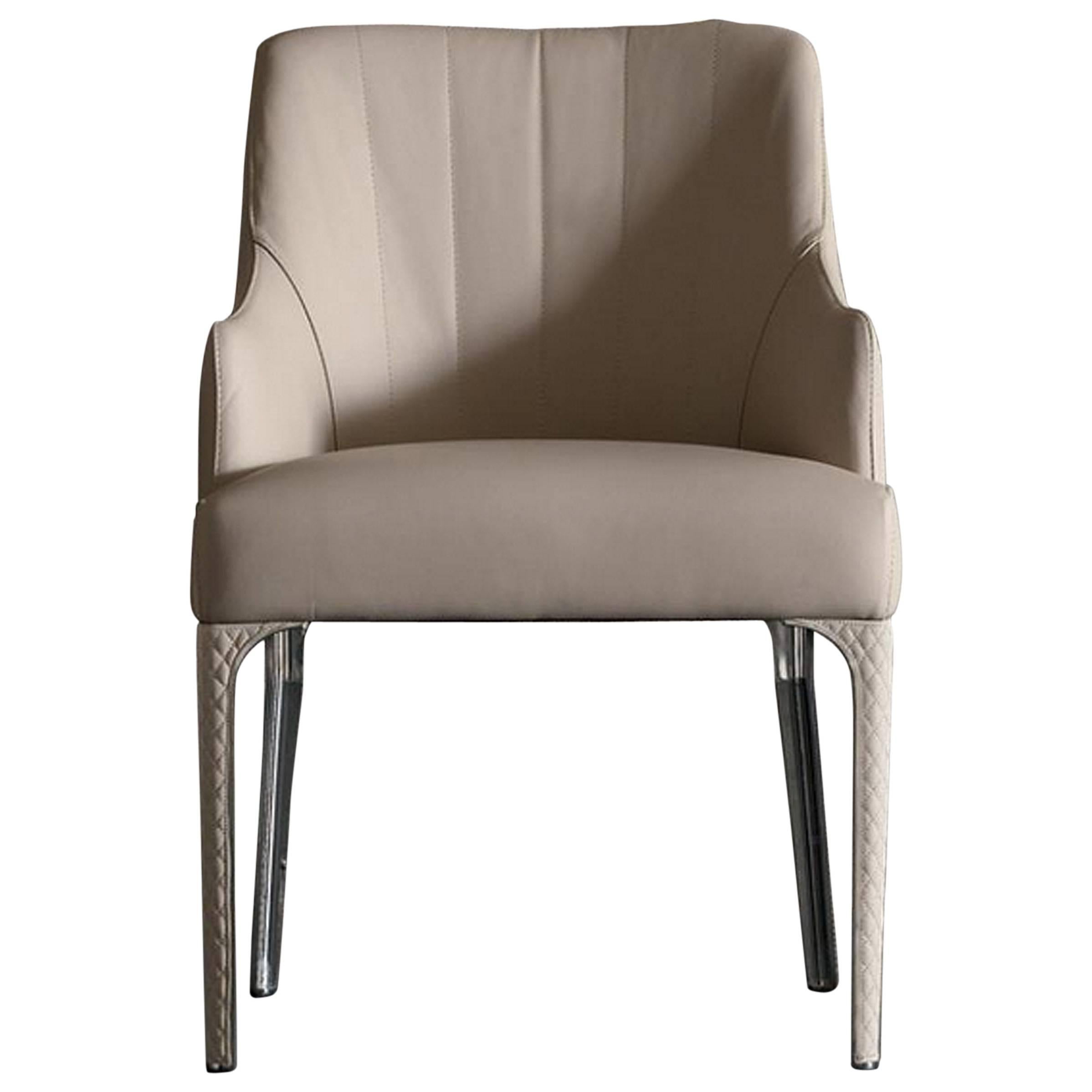 Prima Chair in Genuine Leather and Bronze Structure For Sale