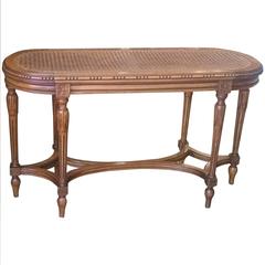 French Walnut Window Seat with Bergere Caned Top