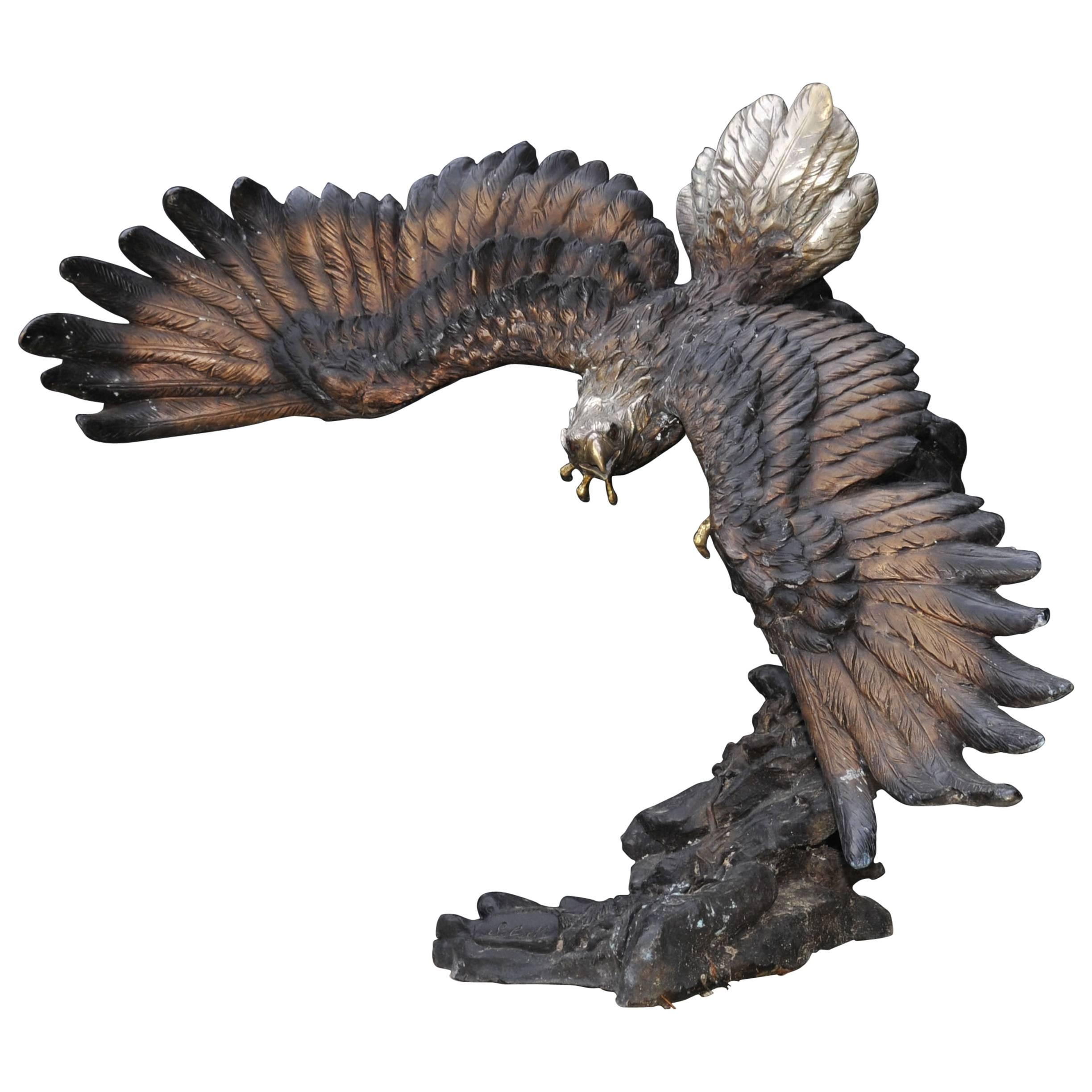 Large Bronze Statue of an American Bald Eagle For Sale